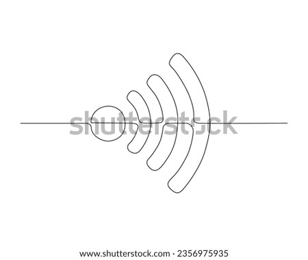 Continuous one line drawing of Wireless and wifi symbol. WiFi outline vector illustration. Editable stroke.