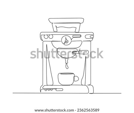 Continuous one line drawing of coffee maker machine. Coffee maker line art vector illustration. Editable stroke.	