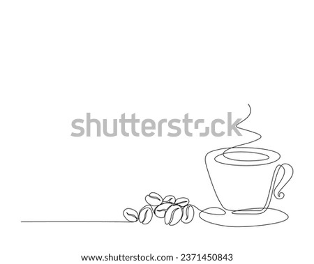 Continuous one line drawing of cup coffee - food and beverage concept. A cup of coffee outine vector illustration.