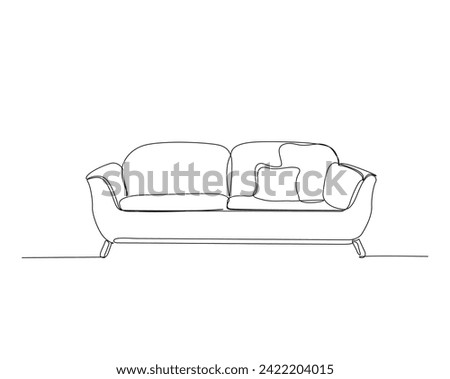 Continuous one line drawing of armchair or sofa. Sofa single outline vector illustration. Interior and furniture concept, editable stroke.