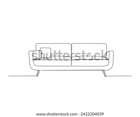 Continuous one line drawing of armchair or sofa. Sofa single outline vector illustration. Interior and furniture concept, editable stroke.