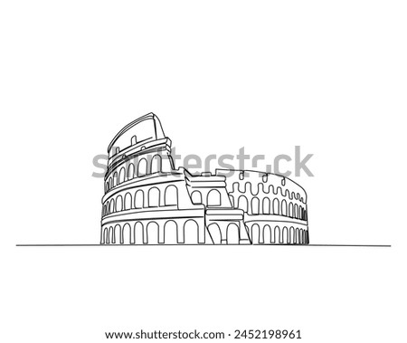 Continuous one line drawing of Colosseum - Rome Landmark. Colosseum simple outline vector illustration. Editable stroke.