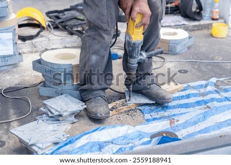 Similar – Image, Stock Photo Boringly colored concrete wall with a gap through which a bit of green creeps through.