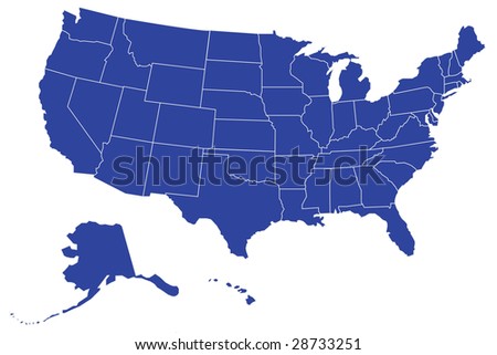 Map of USA with separable borders of each State (Vector Art) 
The .eps file lets you use each state individually. Scalable to any size!