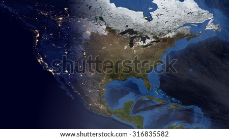 North American Map Space View (Elements of this image furnished by NASA)
