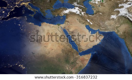 Middle Eastern Morning Space View (Elements of this image furnished by NASA) Сток-фото © 