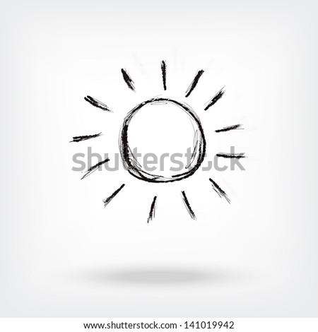 vector hand drawn sun icon isolated