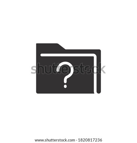 Unverify Documents file solid icon. FAQ folder with question mark badge. Unknown folder, unfamiliar directory with interrogation mark symbol. Vector illustration. Design on white background. EPS 10
