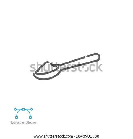 Spoon sugar powder icon. Baking and cooking Ingredients. Pouring, pour. Kitchen utensil. Line or outline style pictogram. Editable stroke. Vector illustration. Design on white background. EPS 10