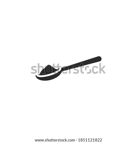Spoon sugar powder icon. Baking and cooking Ingredients. Pouring, pour. Kitchen utensil. Glyph or solid style pictogram. Vector illustration. Design on white background. EPS 10