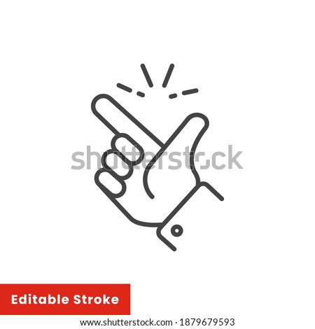 easy icon, finger snapping line sign - editable stroke vector illustration eps10