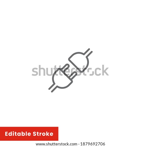 API line and glyph icon. Electric socket with a plug. Connection and disconnection concept. Editable stroke vector illustration EPS 10