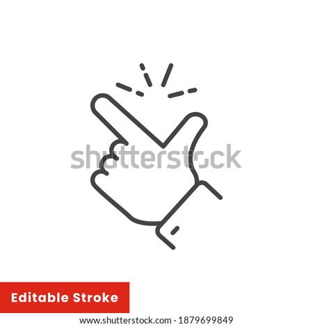 easy icon, finger snapping line sign - editable stroke vector illustration eps10