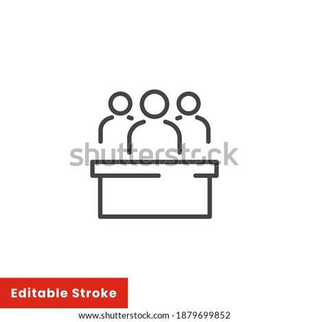 jury group committee icon, jurors linear sign on white background - editable stroke vector illustration eps10