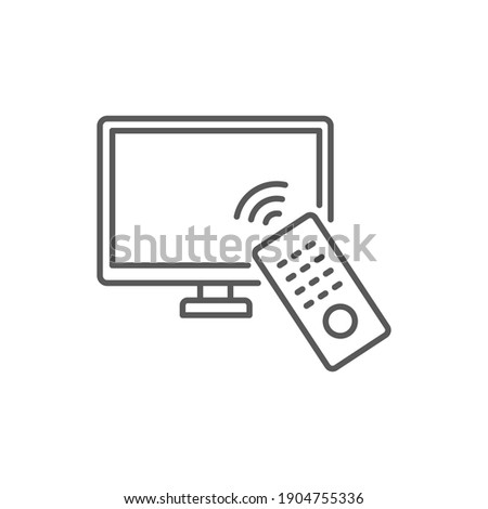 TV And Remote icon. Line style for web template and app. Television, control, channel, vector illustration design on white background. EPS 10