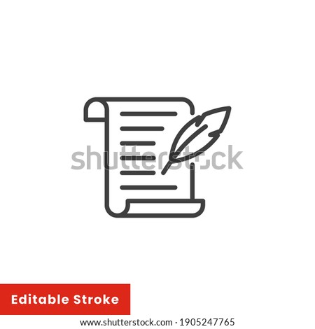 History, writing icon. Line style for web template and app. Simple thin line, poetry, book concept, education, vector illustration design on white background. Editable stroke EPS 10