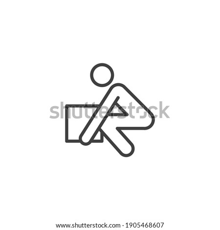 Lifting weights, box, man icon. Simple line style for web template and app. Lift, back, pain, boy, carry, vector illustration design on white background. EPS 10