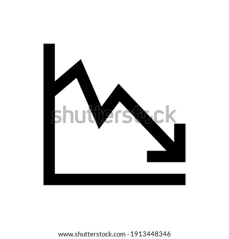 Graph down, reduce progress glyph icon. Simple solid style efficiency decrease graphic, finance chart, abstract graph, trend vector illustration. Arrow below, bankrupt. EPS 10