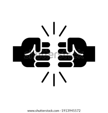 Fist bump glyph icon. Bro fist bump or power five pound solid style for apps and websites. Hand brother respect, impact, and handshake. Vector illustration on white background. EPS 10