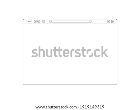 Browser mockup outline for website. Empty browser window in line style. Vector illustration isolated on white background. Webpage user interface, desktop internet page concept. EPS 10