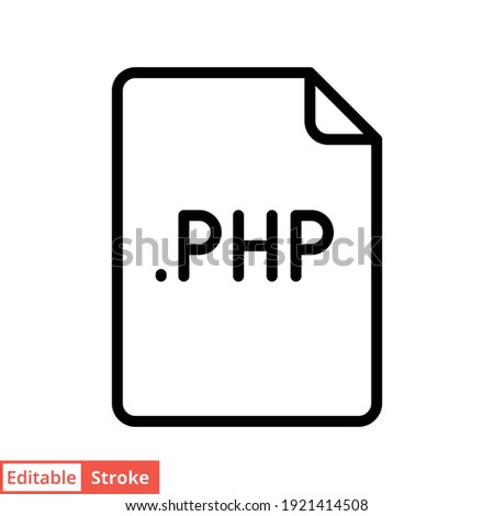 PHP file format line icon. Linear style sign for mobile concept and web design. Simple outline symbol. Vector illustration isolated on white background. Editable stroke EPS 10.