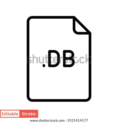 DB file format line icon. Linear style sign for mobile concept and web design. Simple outline symbol. Vector illustration isolated on white background. Editable stroke EPS 10.