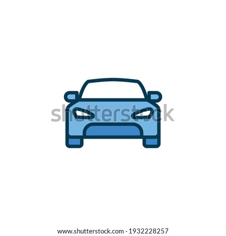 Car front view icon. Simple filled outline style sign symbol. Auto, view, sport, race, transport concept. Vector illustration isolated on white background. EPS 10.