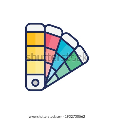 Color palette icon. Simple filled outline style for web, mobile, ui design. Book, multicolor, art, designer, drawing, chart concept. Vector illustration isolated on white background. EPS 10.