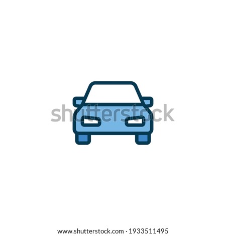 Car front view icon. Simple filled outline style sign symbol. Auto sport race, transport concept. Vector illustration isolated on white background. EPS 10.