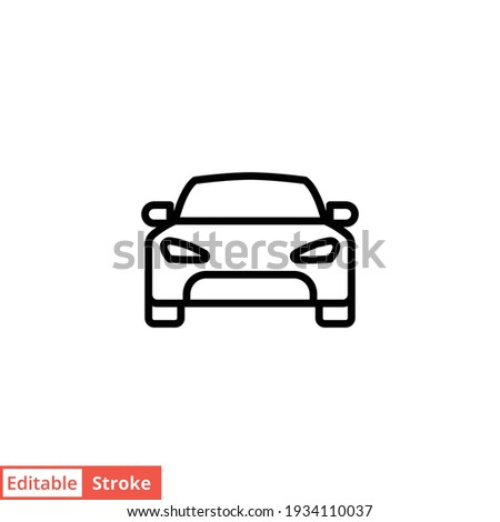 Car front line icon. Simple outline style sign symbol. Auto, view, sport, race, transport concept. Vector illustration isolated on white background. Editable stroke EPS 10.
