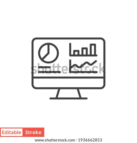 Dashboard admin line icon. Simple outline style. User panel template, data analysis, agency, graph, business linear sign. Vector illustration isolated on white background. Editable stroke EPS 10