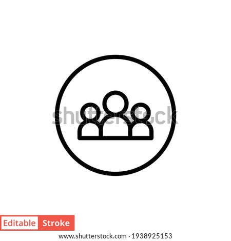 3 people line icon. Simple outline style. Multi user, circle, group, person, service concept.  Crowd sign symbol design. Vector illustration isolated on white background. Editable stroke EPS 10.