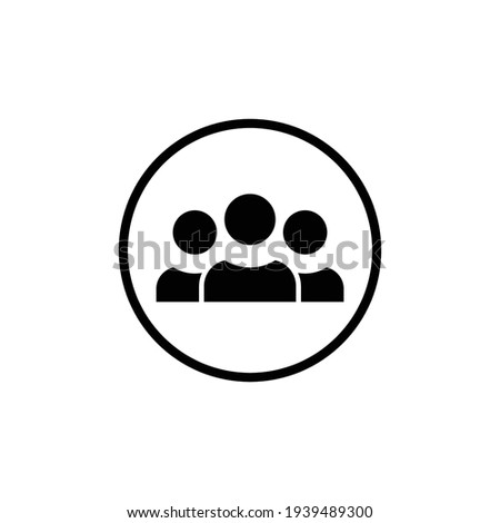 3 people flat icon. Simple solid style. Multi user, circle, group, person, service concept.  Crowd sign symbol design. Vector illustration isolated on white background. EPS 10.
