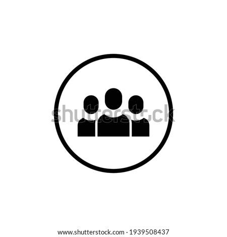 3 people flat icon. Simple solid style. Multi user, circle, group, person, service concept.  Crowd sign symbol design. Vector illustration isolated on white background. EPS 10.