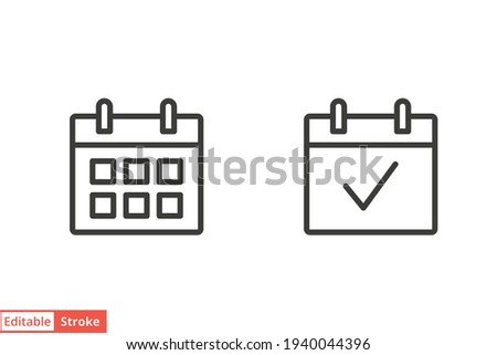 Calendar line icon. Simple outline style. Date, planner, pictogram, day, month, schedule, time event organizer symbol concept. Vector illustration isolated on white background. Editable stroke EPS 10.