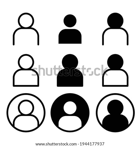 Set of user and avatar line and glyph icon. Simple outline and solid style. Human, login, person, man, people, neutral, single, head concept for web design. Vector illustration isolated. EPS 10.