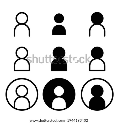 Set of user and avatar line and glyph icon. Simple outline and solid style. Human, login, person, man, people, neutral, single, head concept for web design. Vector illustration isolated. EPS 10.