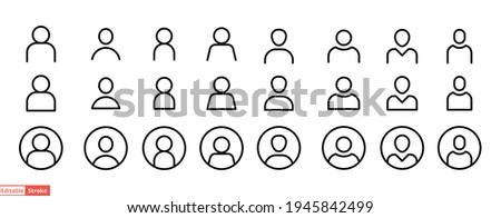 Set of user and avatar line icon. Simple outline style. Human, login, person, man, people, neutral, single, head concept for web design. Vector illustration isolated. Editable stroke EPS 10.