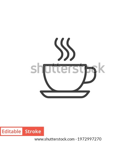 Coffee line icon. Simple outline style. Drink, glass, tea, water, chocolate, coffe cup, kitchen, restaurant concept. Vector illustration isolated on white background. Editable stroke EPS 10