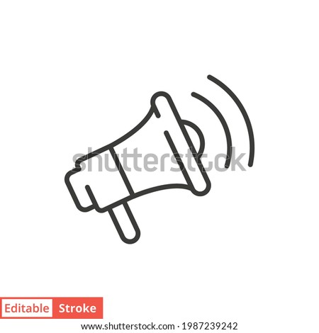 Speaker line icon. Simple outline style. Loud, megaphone, alert, loudspeaker, microphone, sign, announcement, broadcast oncept. Vector illustration isolated on white background. Editable stroke EPS 10