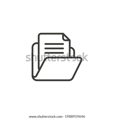 Document file line icon. Simple outline style. Collect, account, statement, bank, data, email, file, open folder concept. Vector illustration isolated on white background. Thin stroke EPS 10.