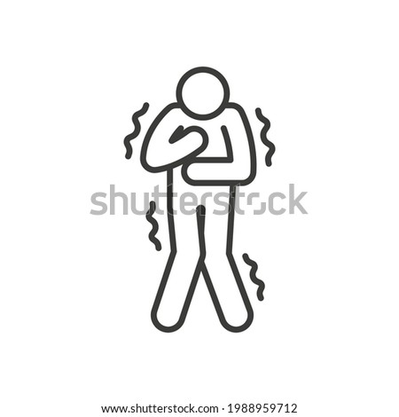Shiver line icon. Simple outline style. Unwell, weather, ague, black, chill, fever, freeze, grippe, fever chills, ill concept. Vector illustration isolated on white background. Thin stroke EPS 10. Foto stock © 