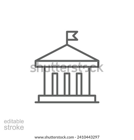 City hall building icon. Simple outline style. Municipal, hall town, embassy, council, government concept. Thin line symbol. Vector illustration isolated. Editable stroke.