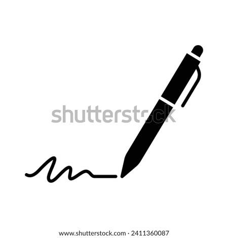 Pen, write icon. Simple solid style. Signature pen, paper, ink, sign, pencil, tool, education concept. Black silhouette, glyph symbol. Vector illustration isolated.
