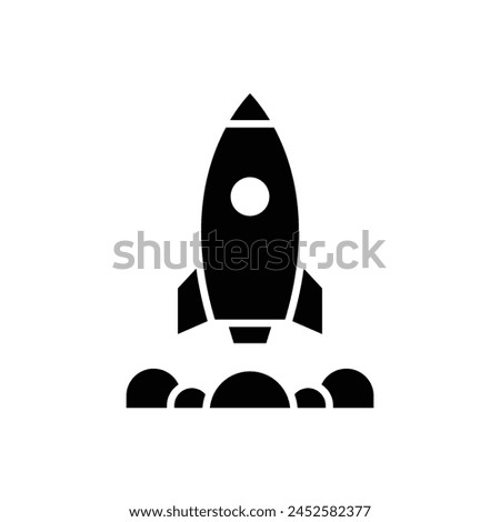 Product release icon. Simple solid style. Launch, rocket, begin, campaign, new, startup, start, fast, project, business concept. Black silhouette, glyph symbol. Vector illustration isolated.