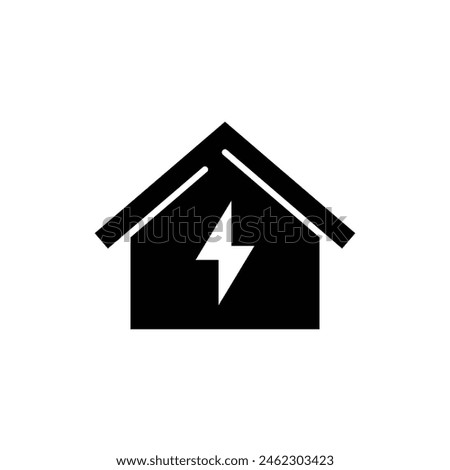 Home electrification icon. Simple solid style. House with lightning bolt, electric, construction, light, building, energy concept. Silhouette, glyph symbol. Vector illustration isolated.