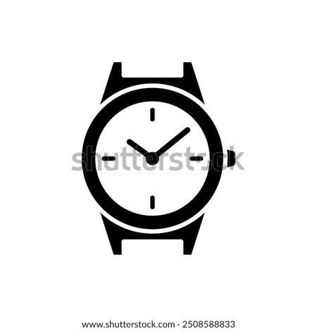 Wrist watch icon. Simple solid style. Wristwatch, modern, shape, business, clock, face, accessory, equipment, time concept. Black silhouette, glyph symbol. Vector illustration isolated.