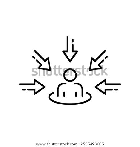 Customer centricity icon. Simple outline style. Centric consumer, client first approach, person, central, people, human focus concept. Thin line symbol. Vector illustration isolated.