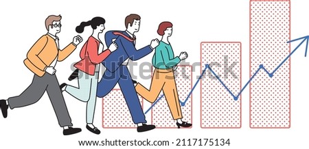 Illustration of a simple businessman and a business woman running