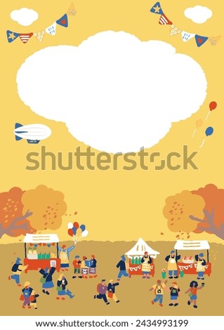 Flat and simple illustration of people enjoying the autumn market